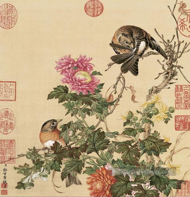 Lang oiseaux brillants 1 ancienne Chine encre Giuseppe Castiglione Peintures à l'huile